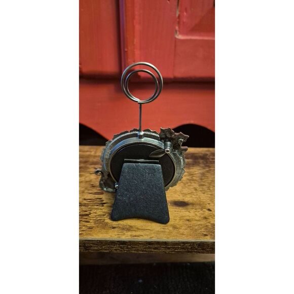 NWOT Christmas Cat Theme Frame Enamel Accents Fat Kitty Holly Card Holder NEW - Picture 2 of 2